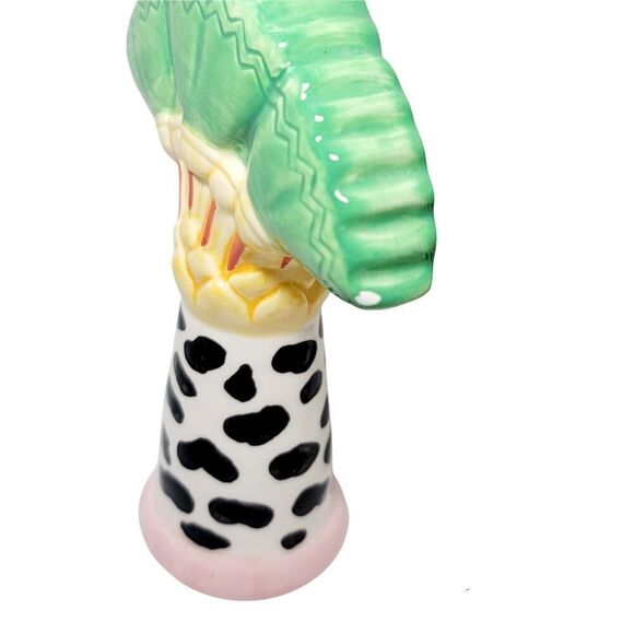 Vintage Palm Tree Salt And Pepper Shakers With Cow Print Tree Trunk 4.25" READ - Picture 3 of 9